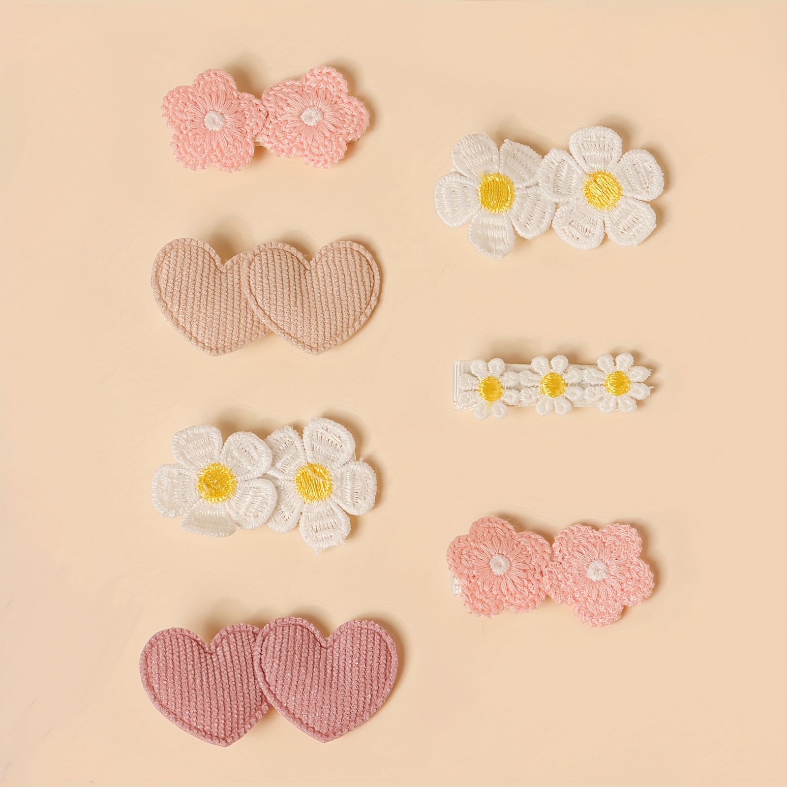 E-shop 7 Stück bestickte Gänseblümchen-Flecht-Haarspangen, verzierte dekorative Haarspangen für Teenager-Fotografie, Partys, Festivals, tägliche