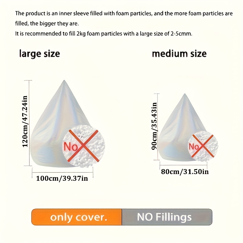 Image of Leak-proof Lazy Bean Bag Liner Sleeve, Bean Bag Inner Bag, Detachable And Easy To Clean, No Particles, Stains, Fixed Filling, Quiet And Noise-free, Protective Outer Cover, .