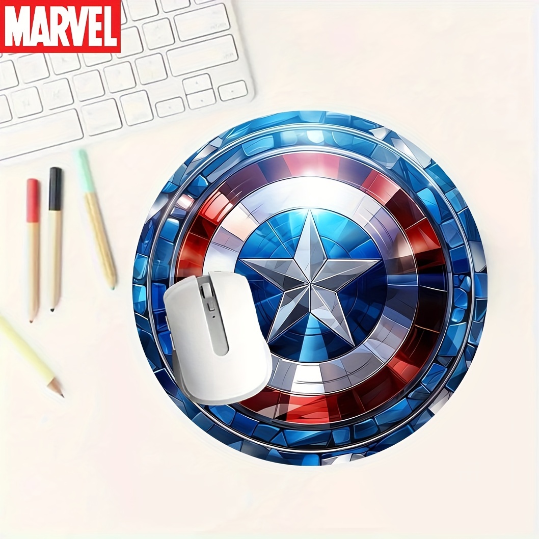

1pc, Authorized, Disney Captain America's Shield Funny Round Mouse Pad For Desk, Disney Cute Office Decor, Disney Non-slip Rubber Base, Disney Halloween And Thanksgiving Gifts (7.9in*7.9in*0.12in)