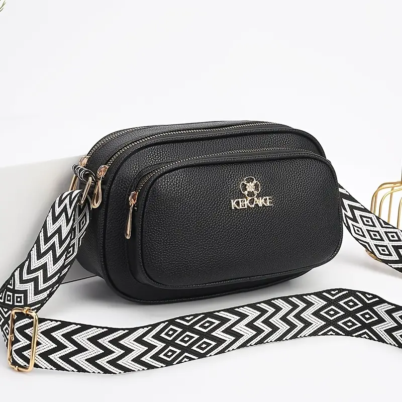 an elegant and versatile small square bag for women a49 made of pu material shoulder bag reading bag mobile phone bag three zippers three storage can store mobile phones wallets coin purses etc suitable for etc details 0