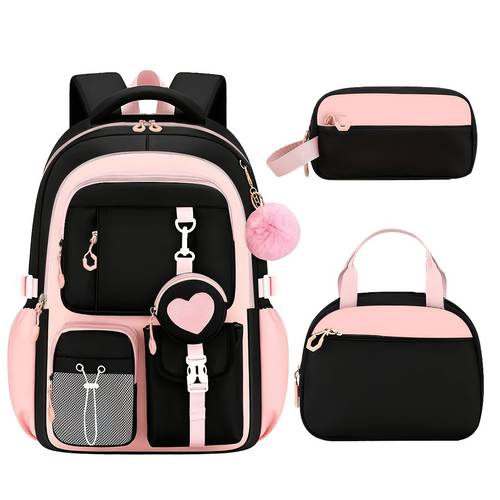 imagen del artículo juego de 3 piezas de mochila casual y bolsa tote de almacenamiento de , mochila elegante para mujer, bolsa para portátil de 15.6 pulgadas, gran capacidad con múltiples compartimentos, cremallera , para playa, camping , viajes y campus