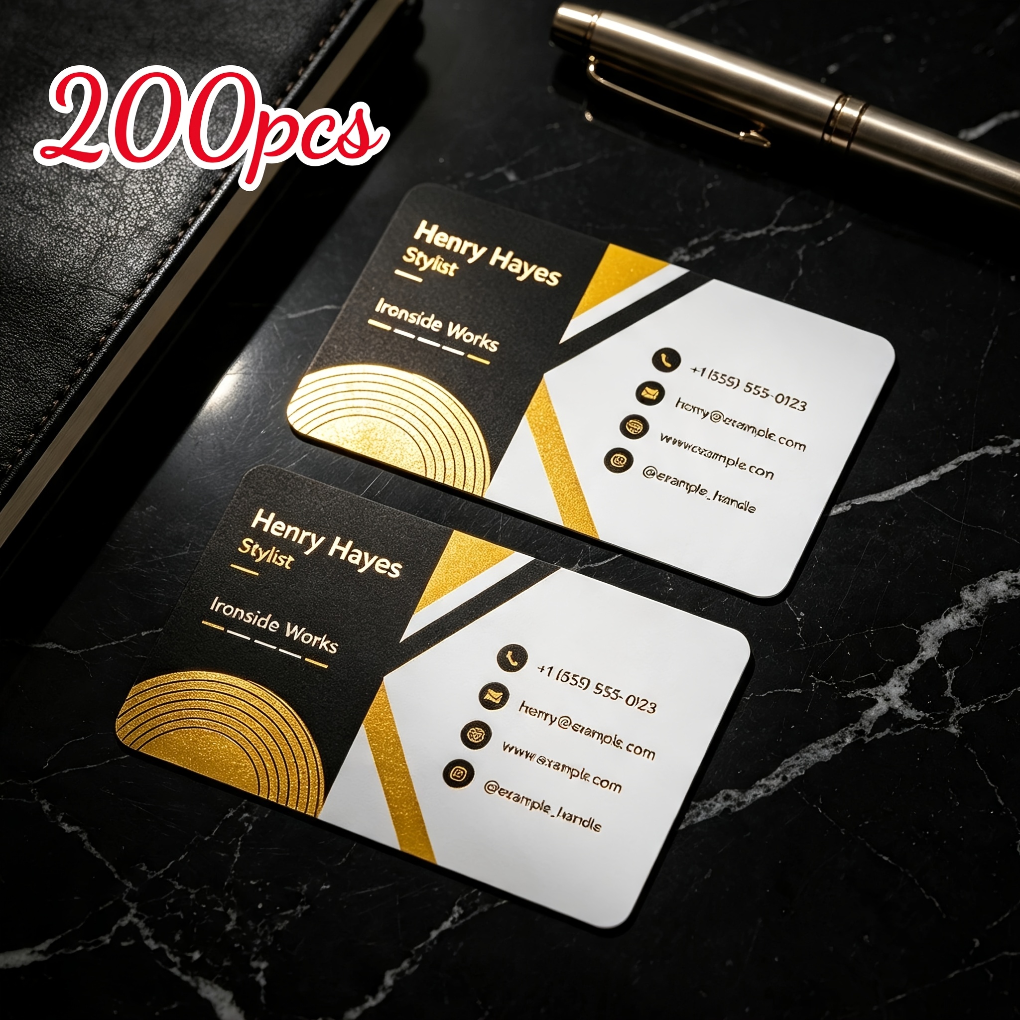 TEMU Personalized Business Or Card - Elegant Rounded Corners, Custom Logo And Contact Information - Premium Paper Double-sided High-quality Printing,