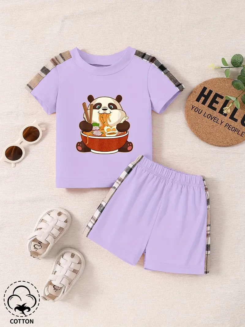 Girls Cartoon Panda Ramen Pattern T shirt Toddler Kid + - Temu Australia