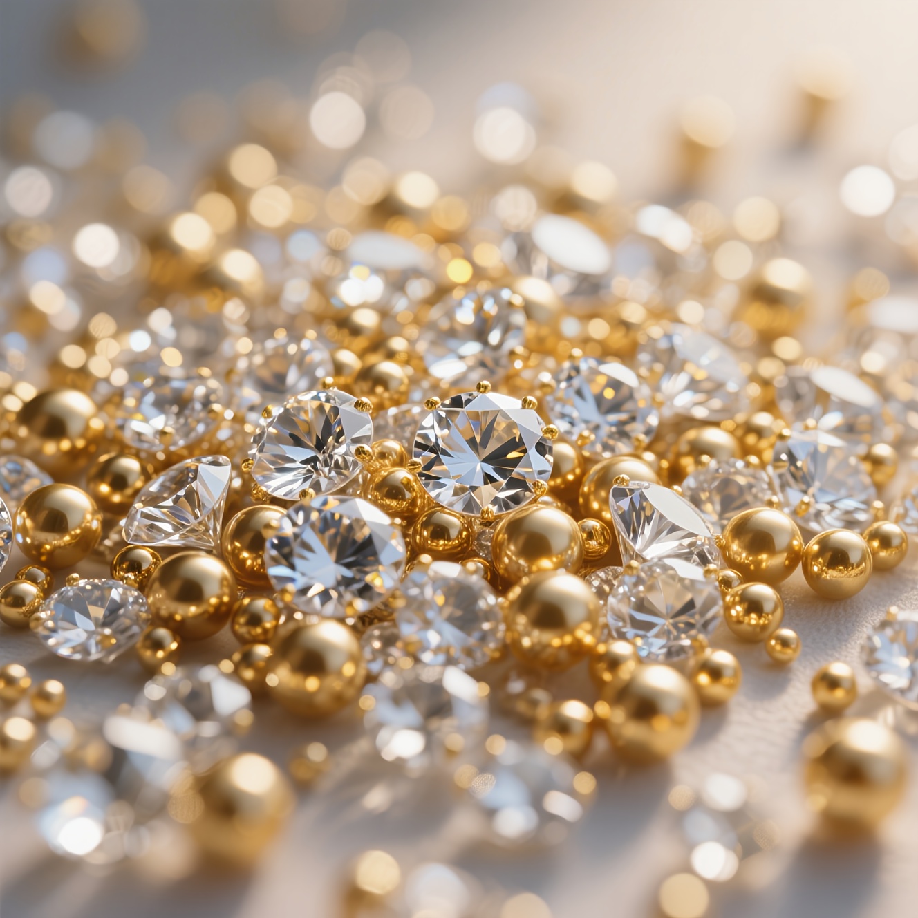 TEMU 1525pcs Pearl Beads & Transparent Simulated Diamonds - Golden Vase Fillers For Centerpieces, Nail Art, Tabletop Scattering - Wedding, Party,