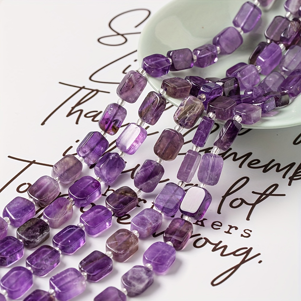 

1 Pack New Flat Square Shape Natural Stone Amethyst Beads Loose Beads Semi-finished Diy Jewelry Accessories For Making Jewelry Necklace Bracelet Earring Jewelry Accessories Materials
