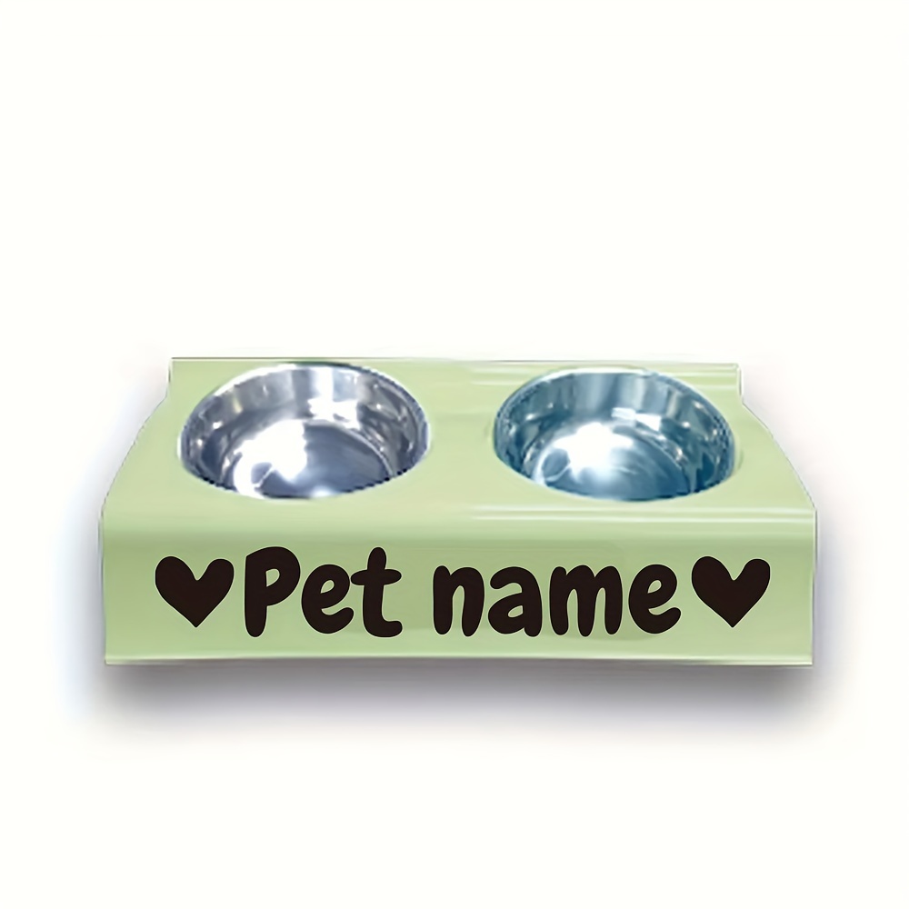 TEMU (customized) Personalized Integrated Bowl Pet Bowl, Double Bowl With Custom Name 2 Cat Bowls, Anti-knocking Cat And Dog Food Bowls And Dog Bowls
