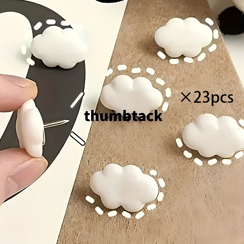 TEMU 23pcs Of White Pins - Durable Abs Resin Pins, Suitable For Office, Photo Walls, Cork Boards, And Classroom Decoration