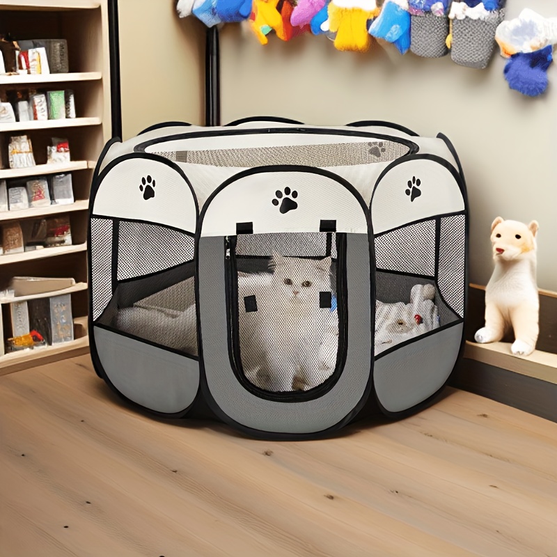 Octagonal Pet Fence Pet Tent Oxford Cloth Anti-scratch Folding Dog Cage Cat Bed Universal For , Suitable For Puppies/ And Outdoor Travel Camping