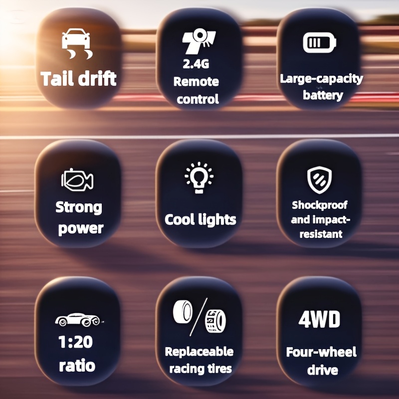 Thcbme High-Speed Remote Control Drift Car with Wireless, Drift Tires & Cool LED Lights - Racing Stunt Car for Kids/Adults, Compatible with AAA Batteries - Birthday/Christmas Gift for Boys & Girls (Purple/Green), Remote Control Car for Adults, Sleek Design, Durable Construction