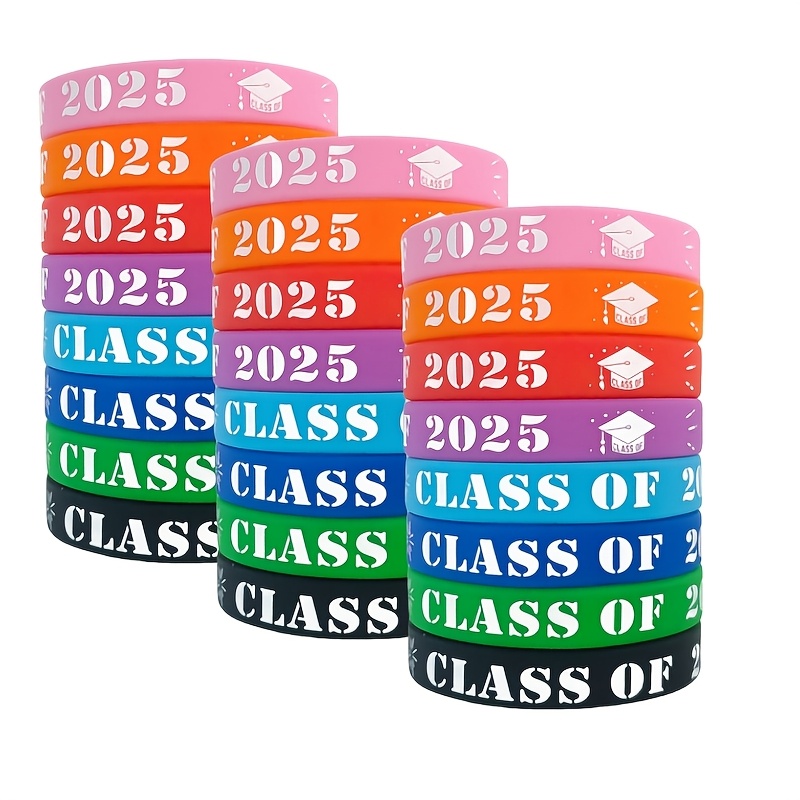 

20pcs Silicone Graduation Bracelets - Celebrations, Teacher & Student Gifts, No Batteries Required, Party Favors