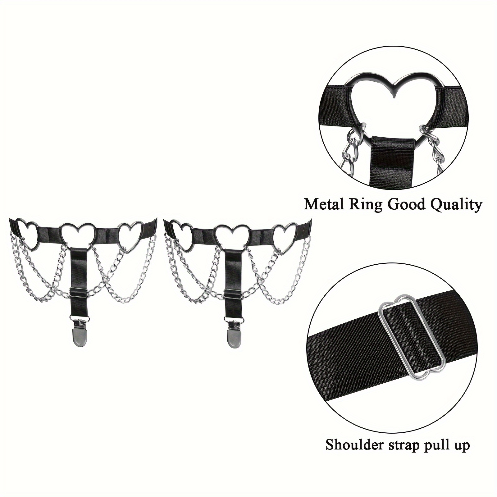2pcs plus size adjustable heart shaped thigh garter punk - Temu