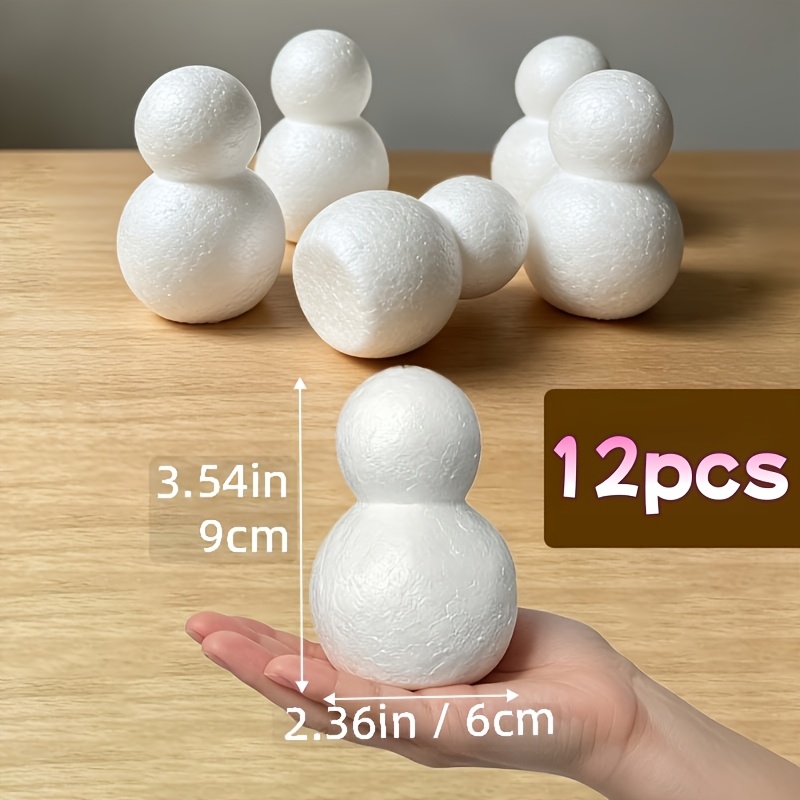 TEMU 12pcs Eps Snowman Mold Set, Christmas Foam Polystyrene Snowman Mold, Hand-wrapped Floral Arrangement Base Creative Decoration Model Material,