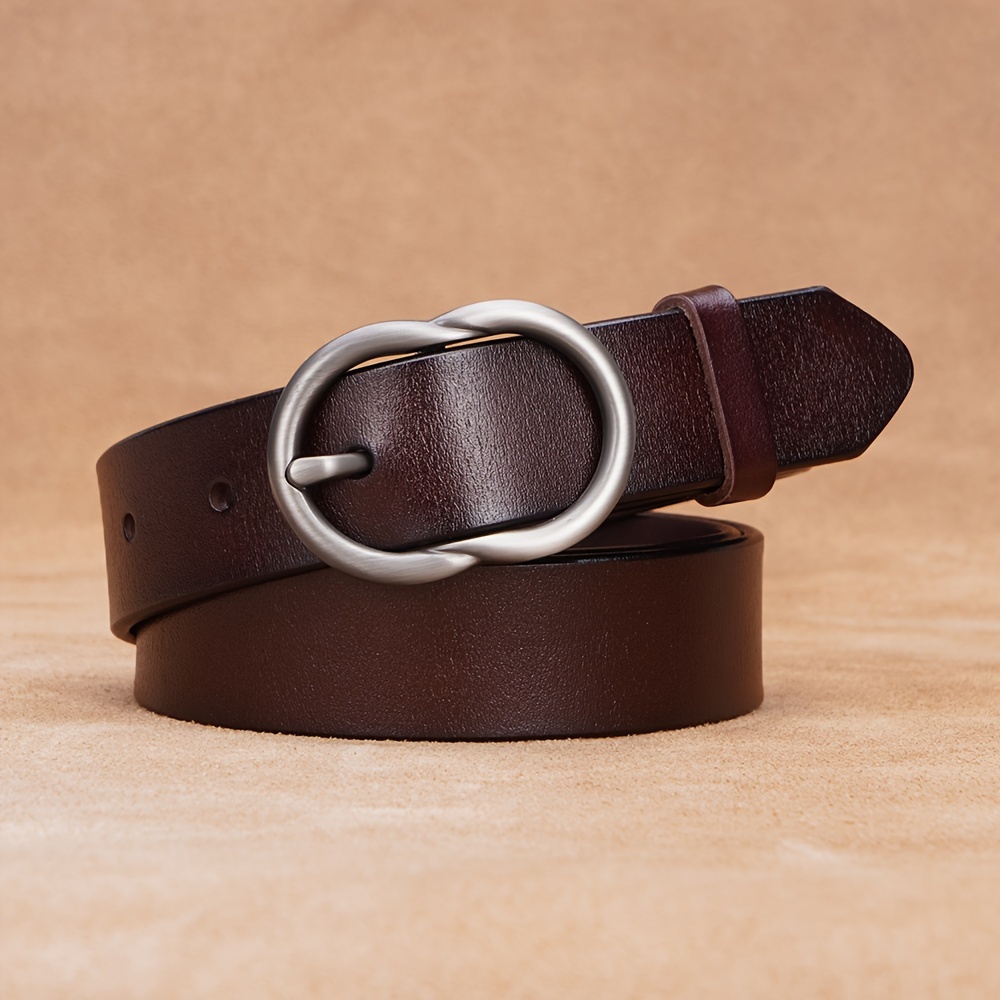 Image of Vintage Two-layer Cowhide Leather Belt With Pin , Simple And Versatile For Jeans, Commuting, And Casual Pants
