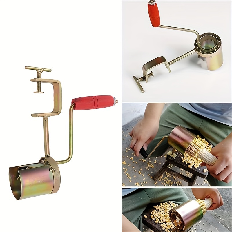 stainless steel corn stripper easy hand crank cob peeler thresher perfect for bbqs outdoor cooking details 2