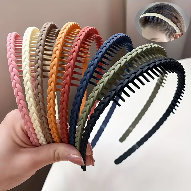 

8pcs Set, Women's Twist Braids Anti-slip Teeth Hair Accessories, Face Washing Hair Band, Daily Use