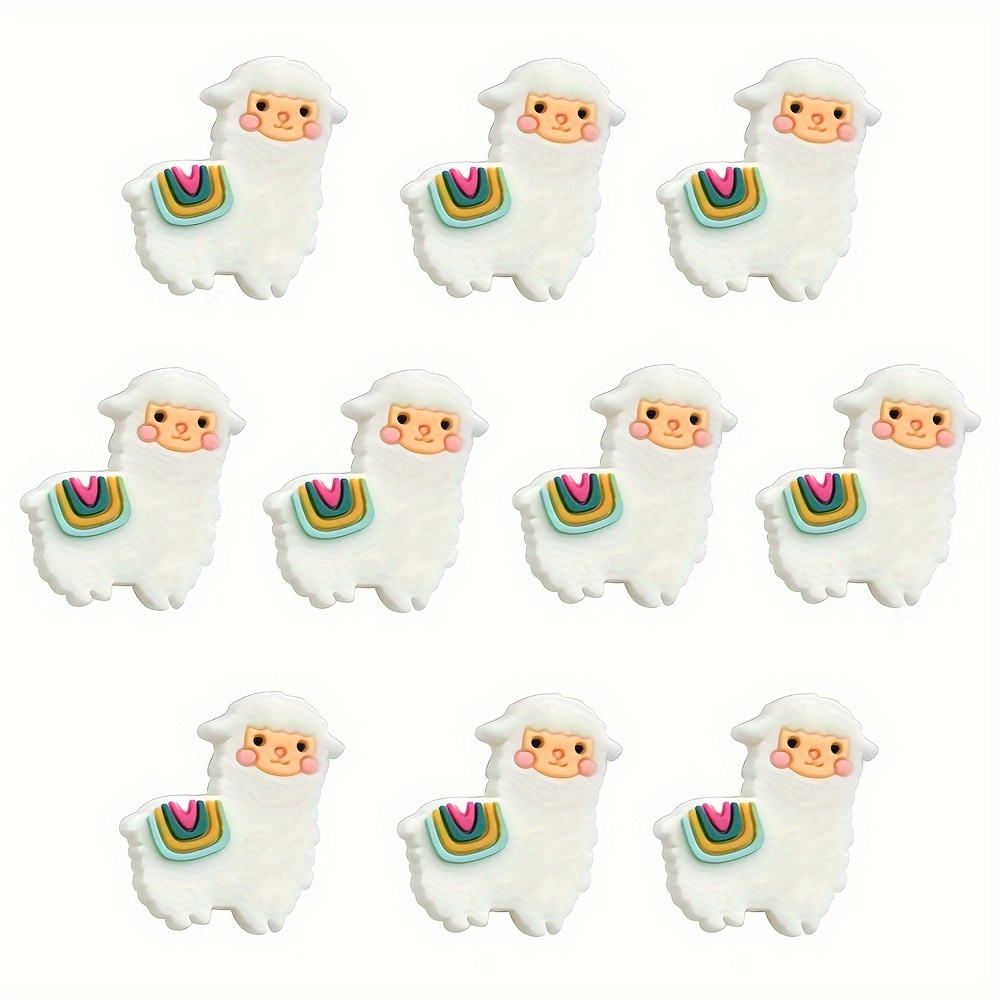 Image of Set Of 10, Made Of Pvc, Featuring Adorable White And Green Sheep Designs, Perfect As Beads For Pens And Stationery Gifts, Excluding The Pen