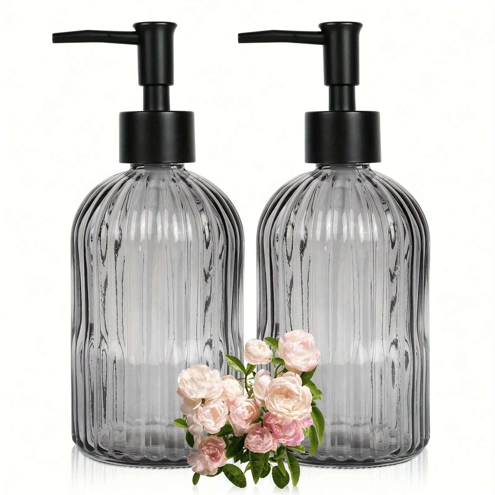 

2pcs Luxury Glass Soap Dispensers - 400ml, Press-type For Shampoo & Body Wash,, Freestanding Bathroom Accessories, Christmas/halloween Gift Decoration