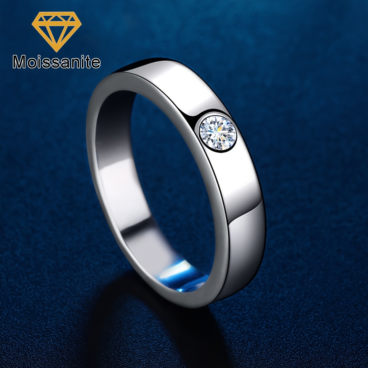 item picture 1pc sparkling 0 2ct moissanite rings for men   wedding engagement rings   jewelry white golden plated anniversary solitaire ring thanksgiving valentines day gift for your lover
