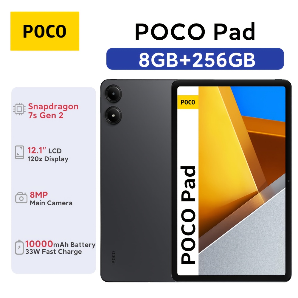 POCO Pad 8 GB RAM 256 GB Gri Tablet KALEM HEDİYE+CAM+BAŞLIK KLAVYE+MOUSE (Türkiy