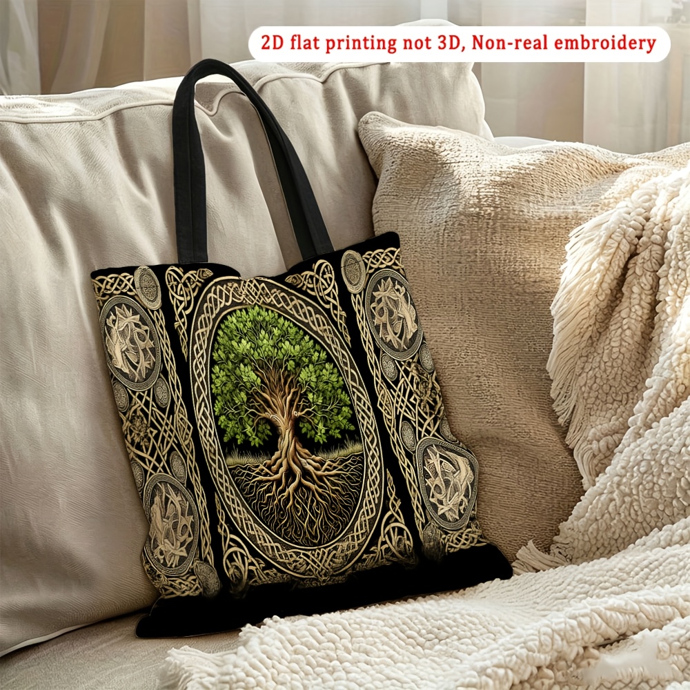 TEMU 2d Flat Printing [printed Design - Not Textured] Women's Shoulder Bag, Celtic Tree Of Women's Shoulder Bag, Multi-functional Tote Bag, Suitable