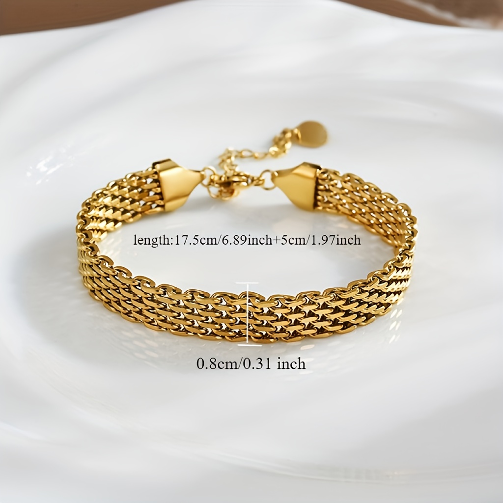 316L Stainless Steel Retro Trendy Metal Chain Bracelet