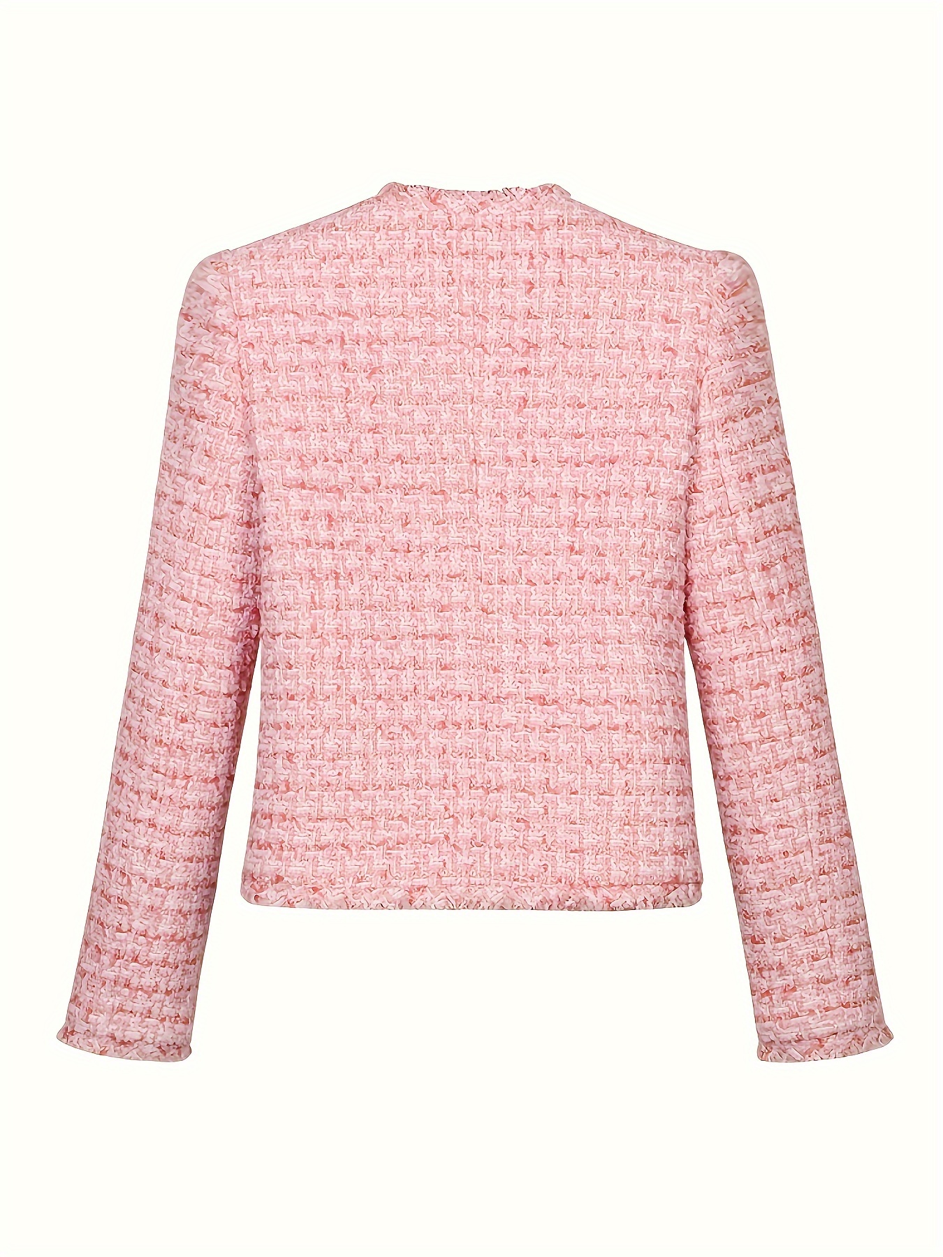ジャケット ETMON Fringe Detail Tweed Jacket, Pink Elegant Pink Fringe Fur Shoulder Pad Tweed Macys Womens