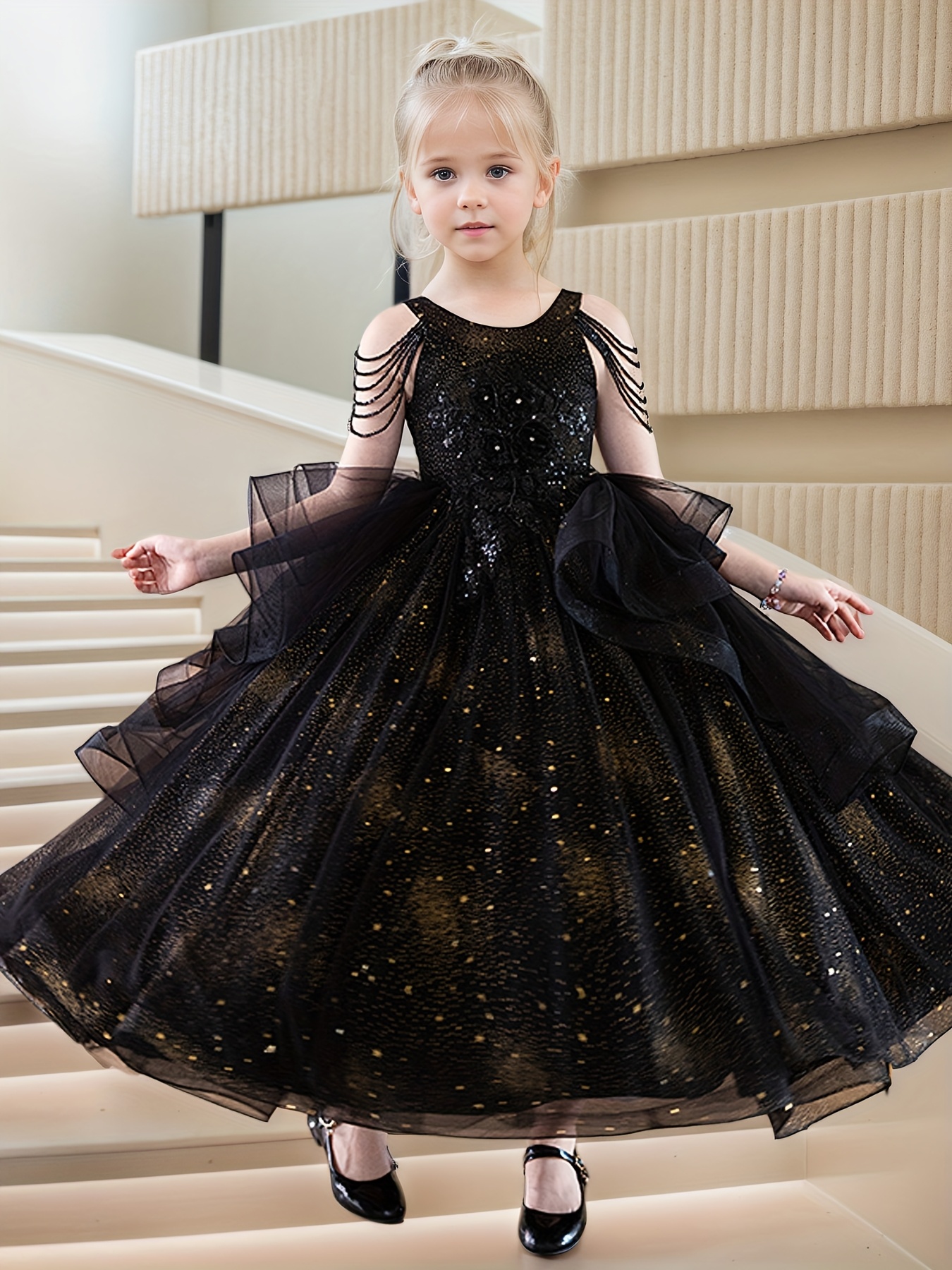 party dresses for girls high end fashion Junona Girls EID Ivory Embroidered Feather Party Dress