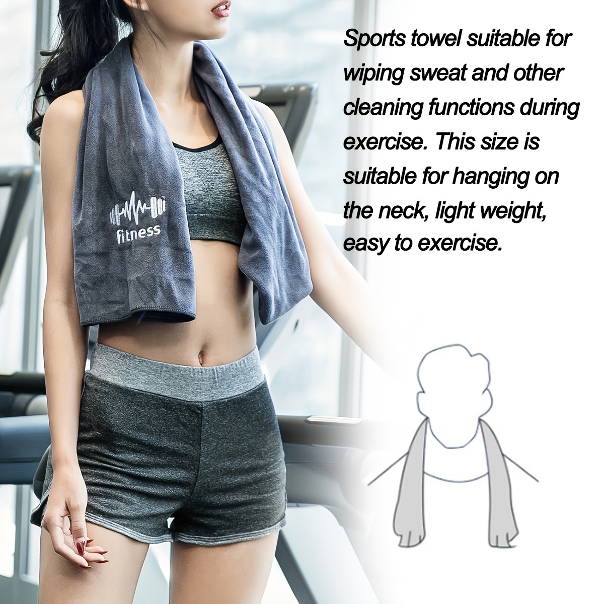 

1pc Quick- Sweat Towel - Polyester Microfiber, Soft & Absorbent, Ideal For Gym, Running, Exercise, Yoga - Uncharged, Battery- Accessory