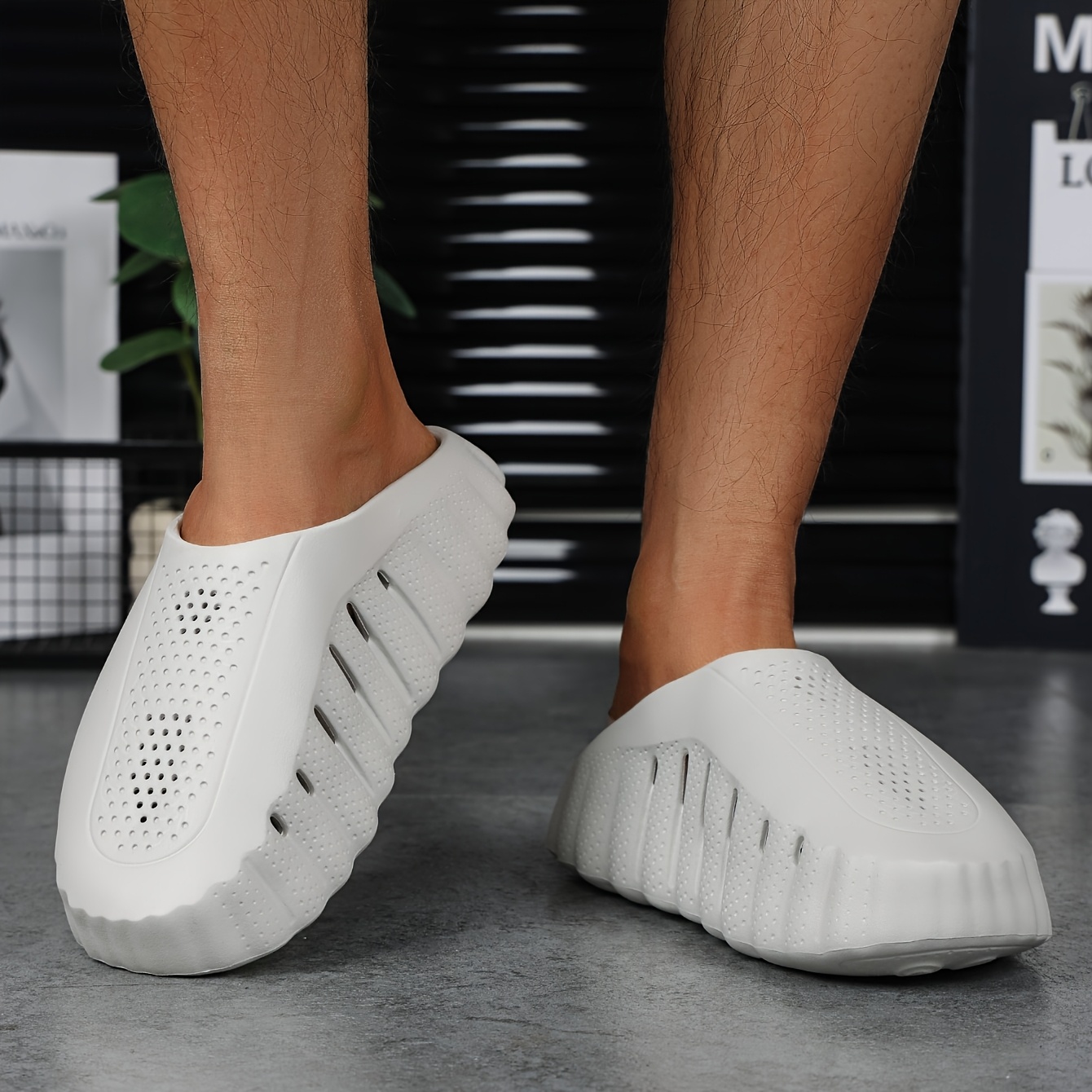 MIND001 Men's Soft Couple's Pre-Game Recovery Foot Massage Sports Slippers Outdoor Slip-On Shoes