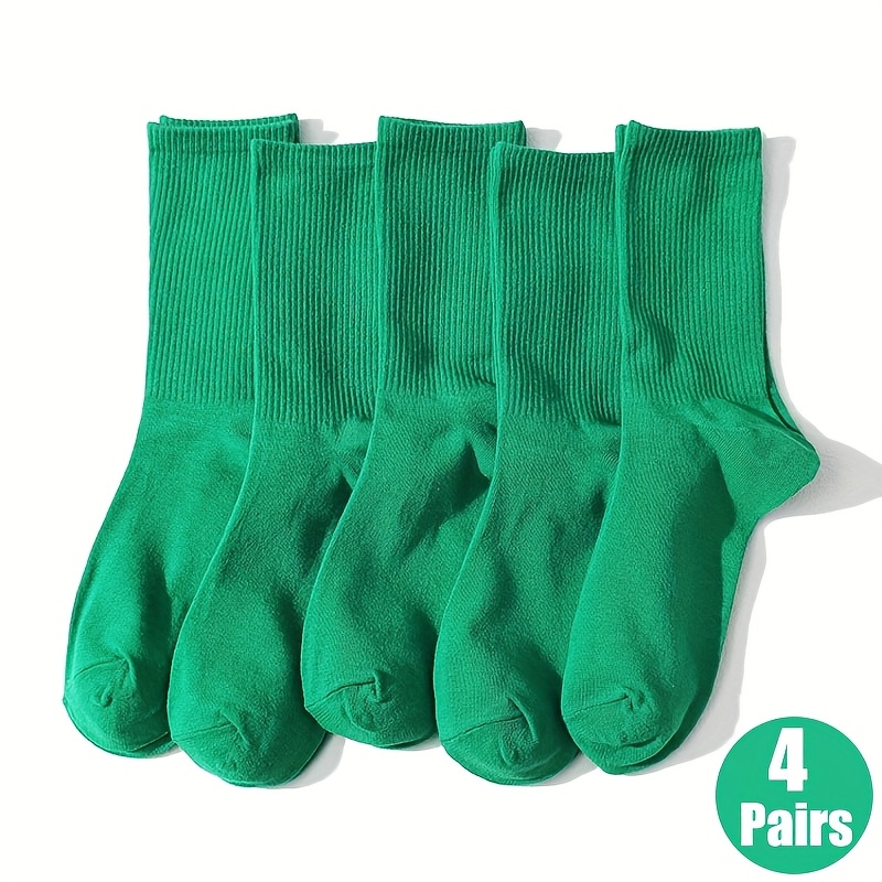 E-shop 4 Paar NCDATE Unisex Grüne Weiche Bequeme Schweißabsorbierende Mid-Calf Socken, Perfektes Geschenk für Freunde und Familie für Tägliche Freizeit