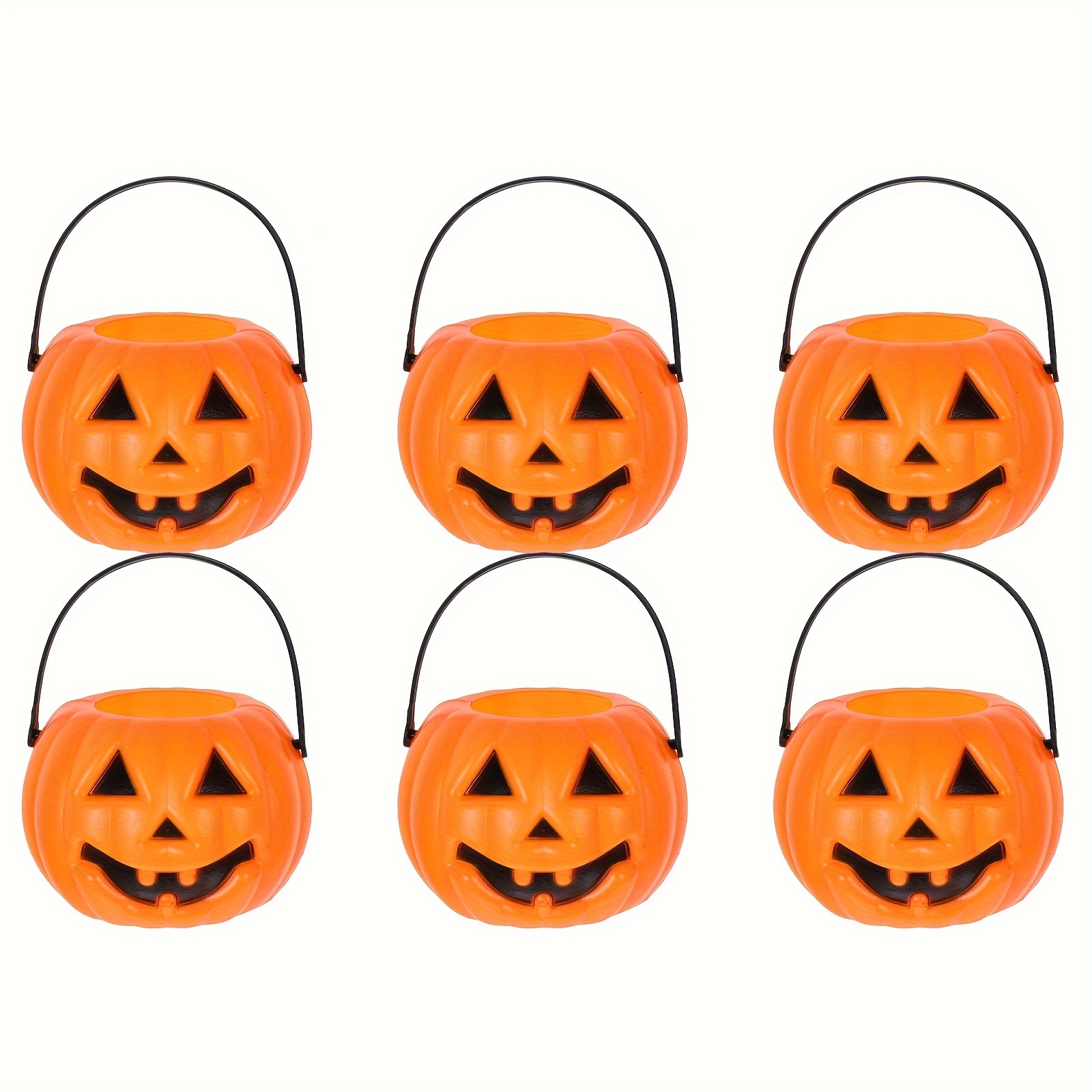 

6pcs Mini Pumpkin Candy Buckets For - Perfect For Trick Or Treating & Party Favors, Durable Plastic Party Supplies Craft Supplies