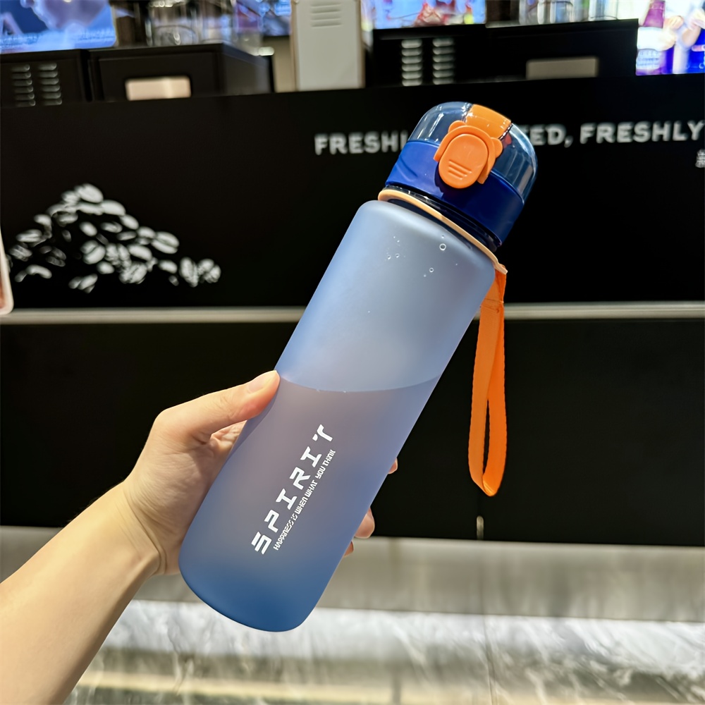 700ml Frosted Time Marker Water Bottle, Lid With Hand Strap, Large Capacity Outdoor Travel Cup
