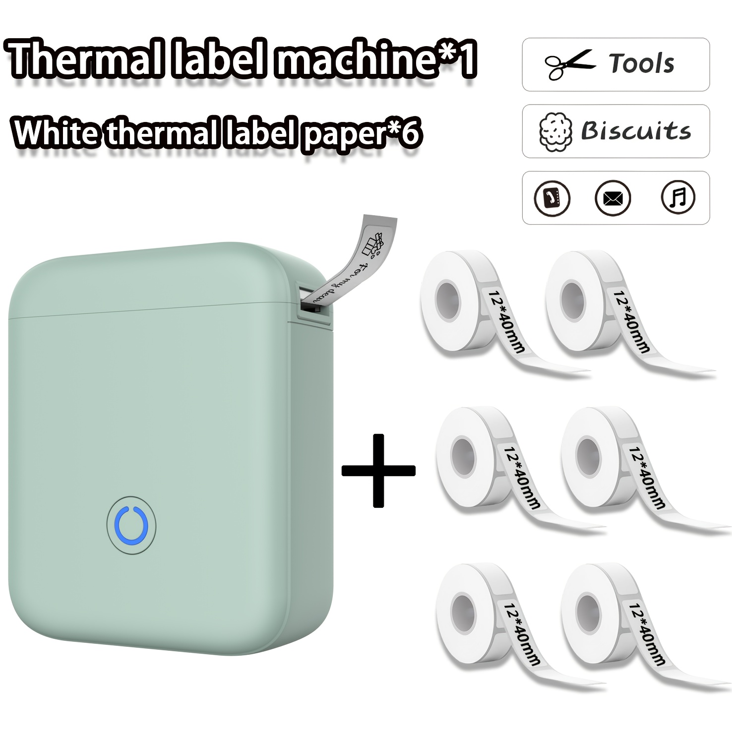 Image of Portable Label Printers, Set 1: Label Printer (with 1 Roll Of Paper), Set 2: Label Printer (with 1 Roll Of Paper) And 6 Rolls Of Labels, Suitable For Schools, Homes, And Offices