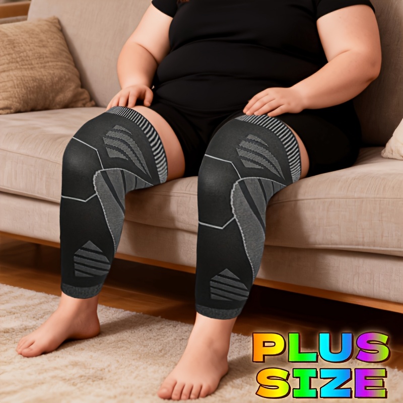 TEMU 2pcs Extra Large Full Leg Knee Braces With Non-slip Design, Breathable Oversized Long And Compression Knee Support, Plus Size Knee Sleeves, For