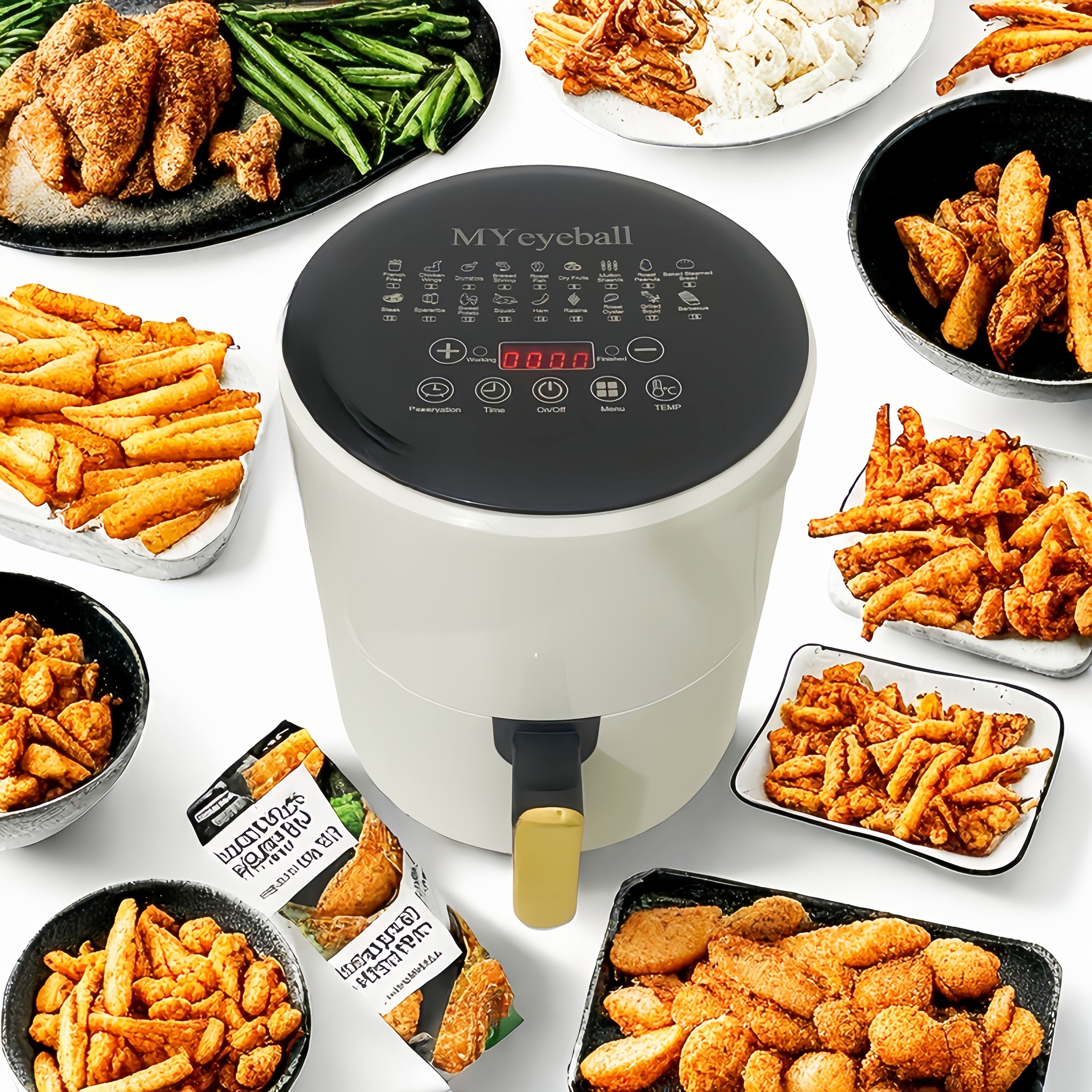 

Air Fryer, Air Fryer Hot Sale, Myeyeball Air Fryer 6.5qt, Smart Home Visual Touch Screen Electric Fryer Oil-free Multi-functional Potato Chip Oven Puffy, Bake, , Bake Quickly Serving