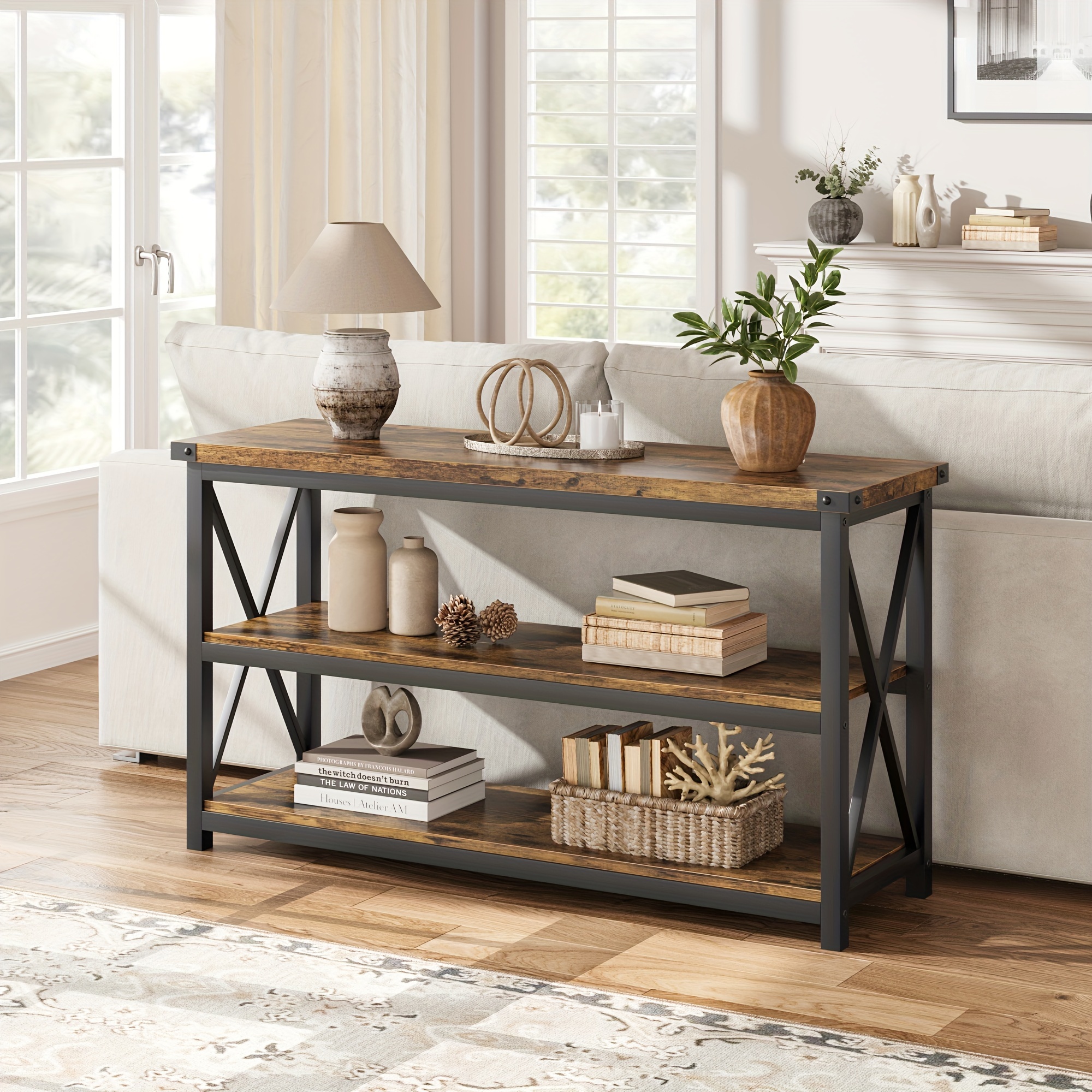 narrow console table with storage