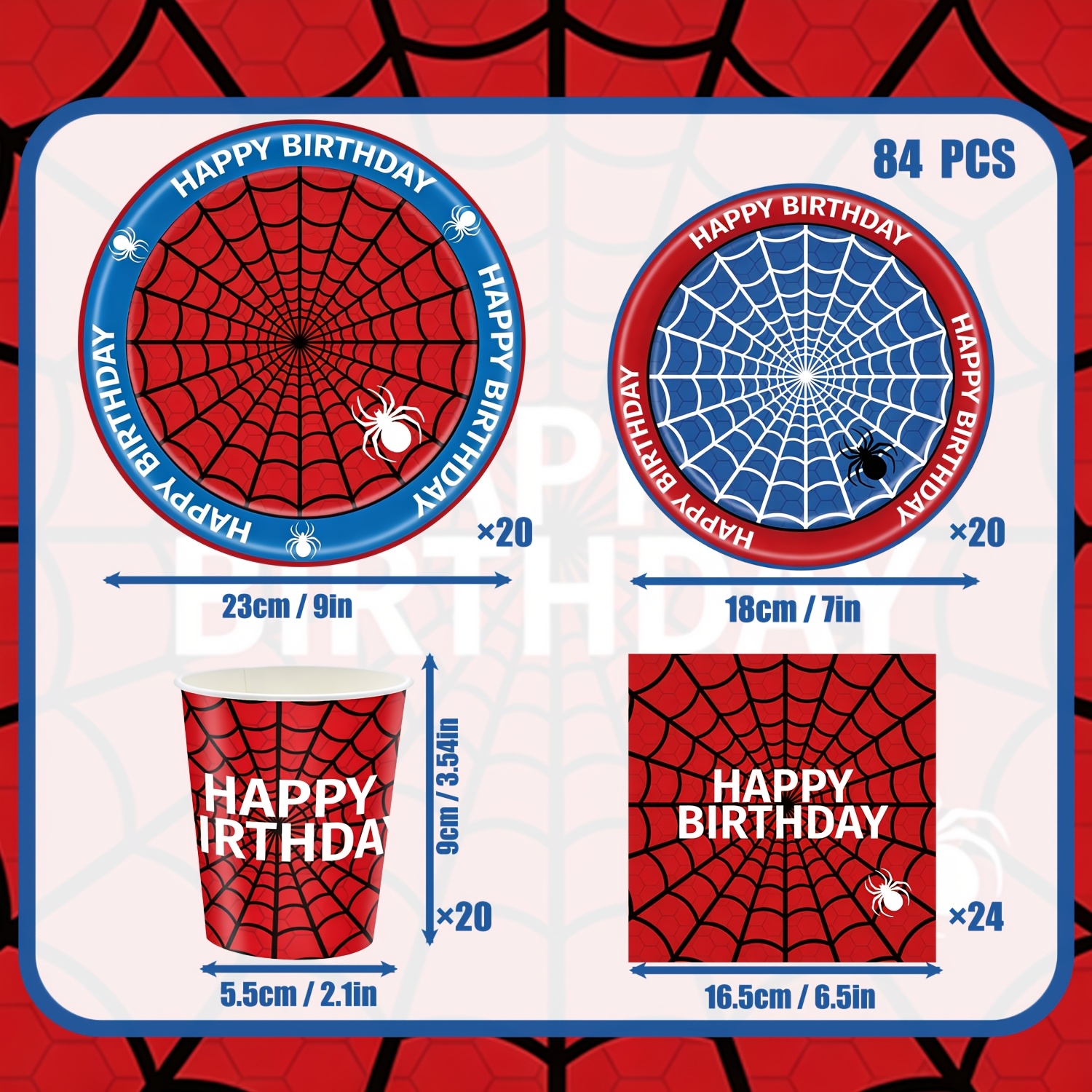 TEMU Juego de 84 piezas de vajilla de papel para de de Halloween, para tu | Temática de de y azul | Platos, vasos y servilletas de papel desechables