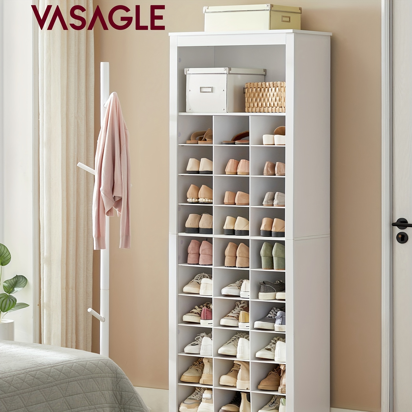 

1pc Vasagle 10-tier Shoe Storage Cabinet - Holds Up To 30 Pairs Of Shoes - Entryway Bedroom Organizer - 12.6 X 24.8 X 73.6 Inches