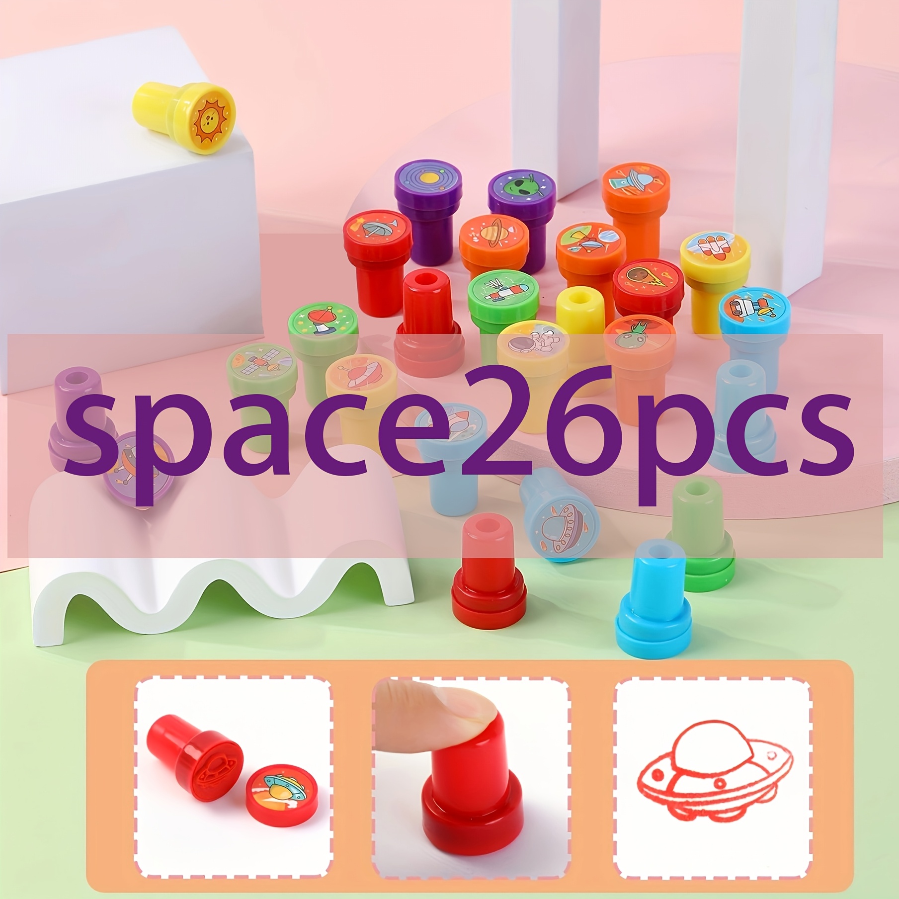 26pcs Space-themed Stamp Set, Ideal For Party Gifts, Featuring Various Space And Astronaut Designs, Perfect For…: retailer-supplied image
