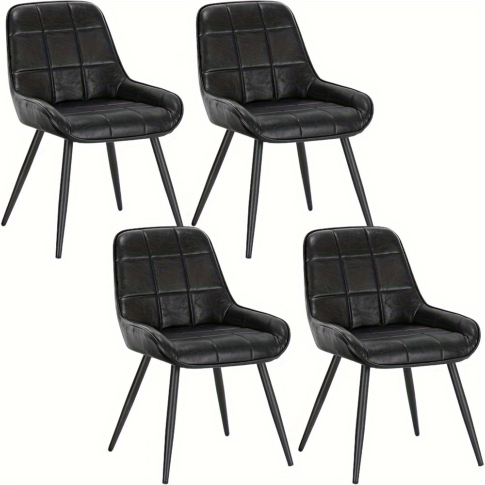 4pcs Dining Room Chairs Set Of 4 Upholstered Faux Leather Kitchen Chair Padded Accent Chair For Living Room Bedroom Kitchen Ergonomic Chair With Backrest