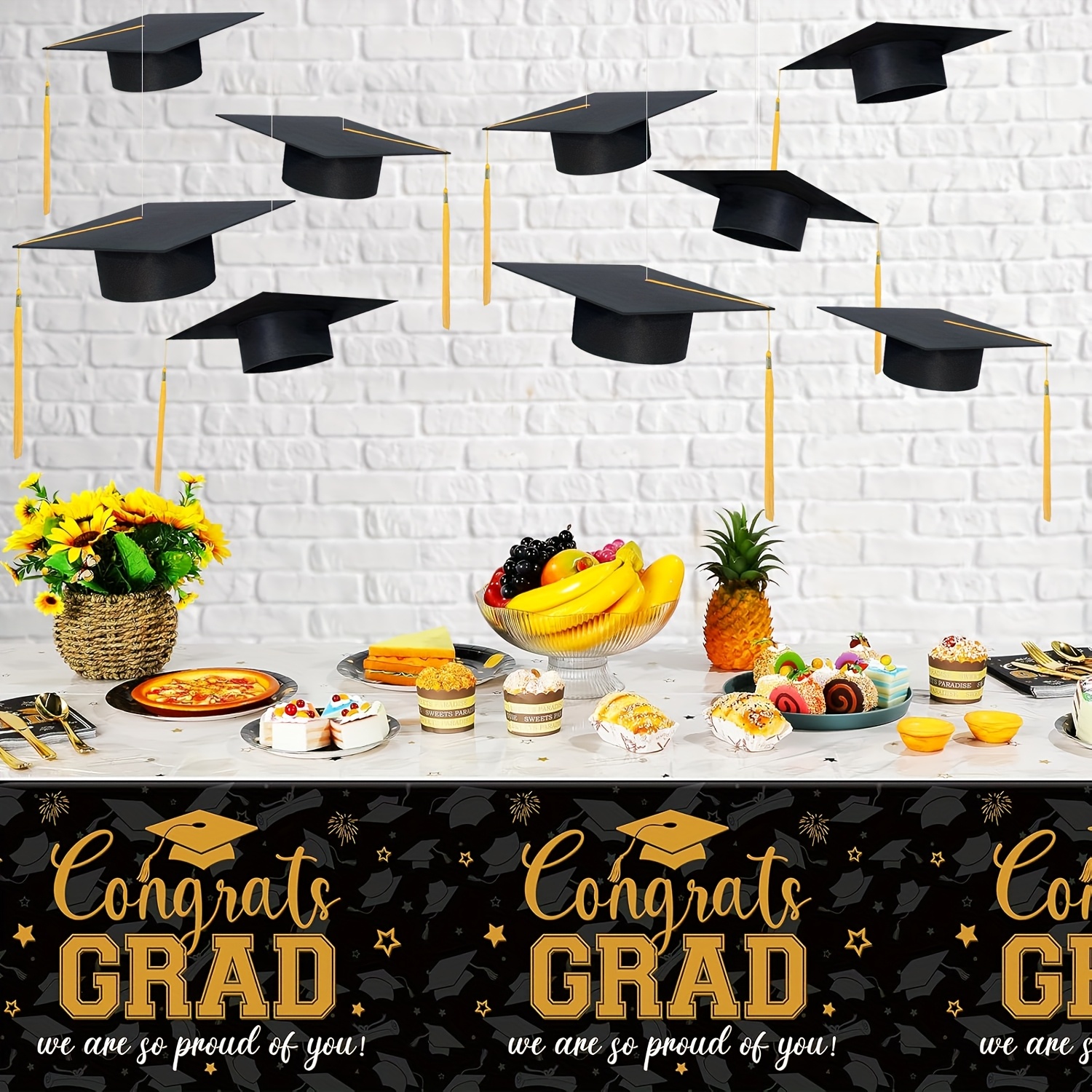 6Pcs Hanging Graduation Caps Decorations, Floating Graduation