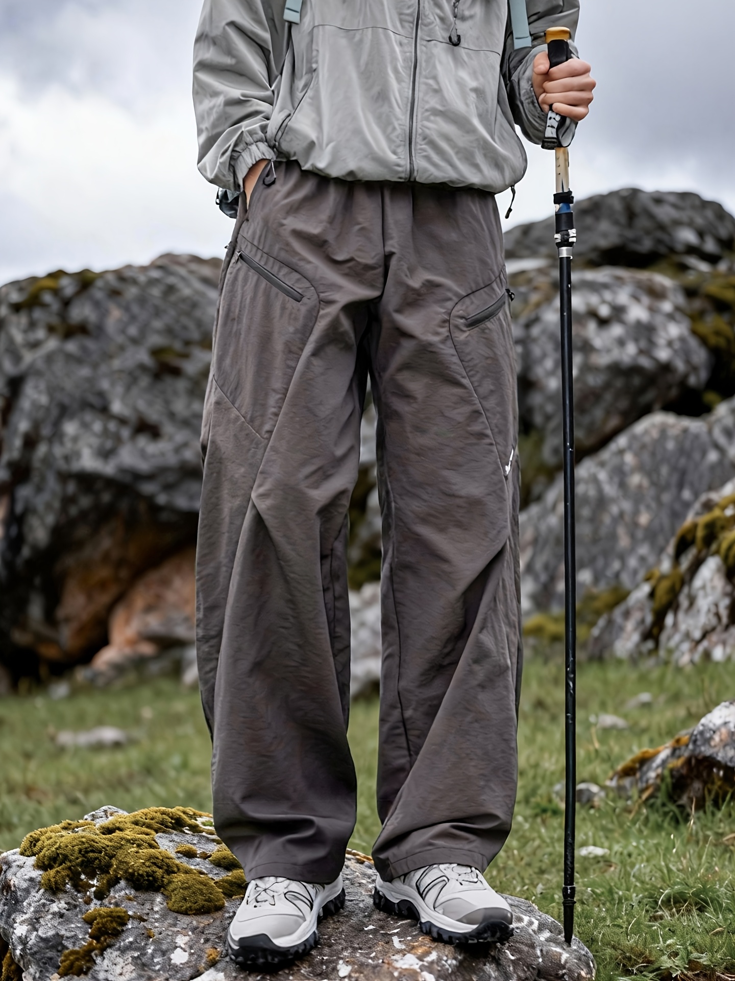 yunzhonglou mens fashion spring autumn outdoor work pants loose wide leg hiking trousers multi pocket casual long pants trekking pants   trendy outfit