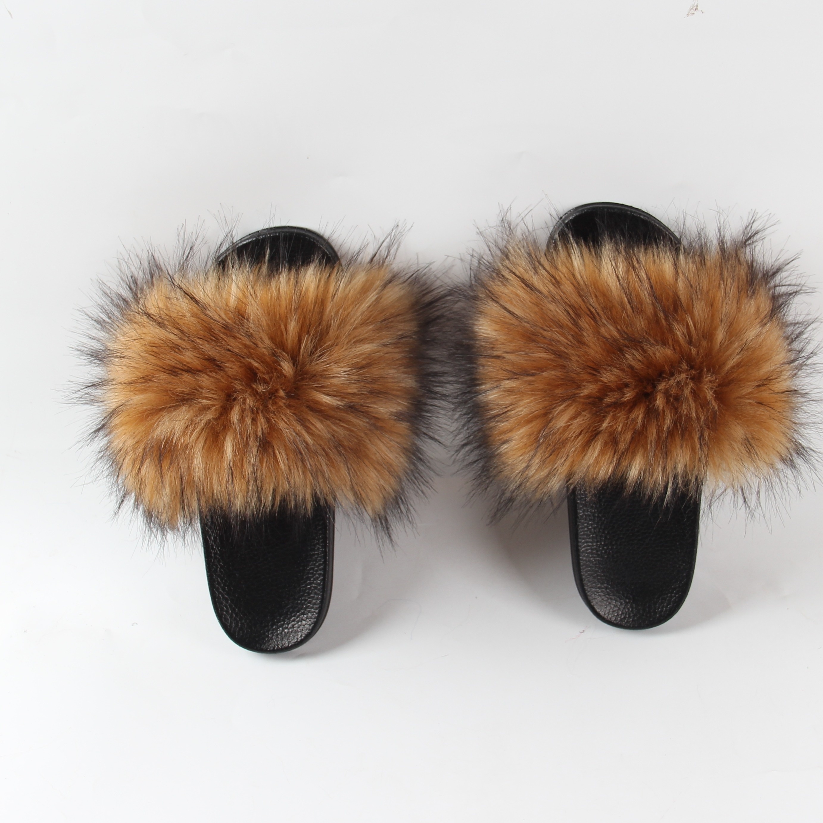 Women's Fuzzy Fluffy Furry Fur Slippers Flip Flop Open Toe Cozy House Sandals Slides Soft Flat Comfy Anti Slip Spa Indoor Outdoor Slip On
