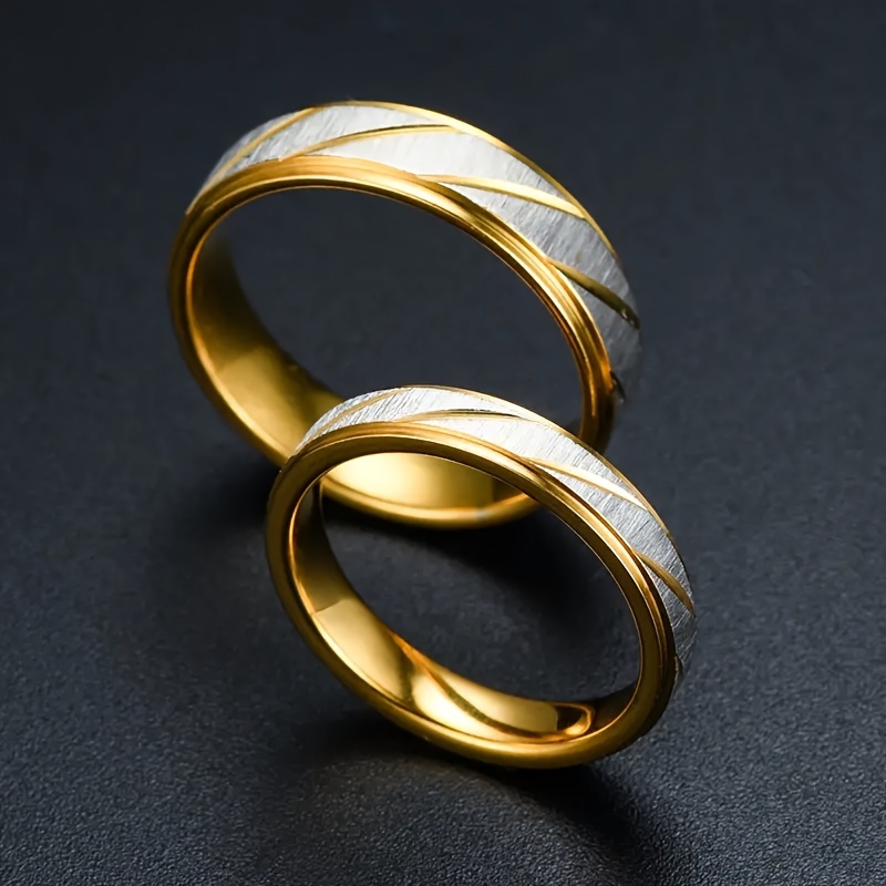 2pc Romantic Interlocking Band Rings Set, 14K Plated