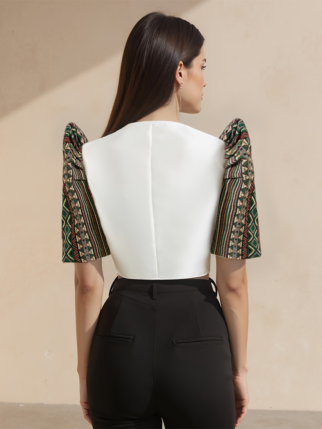 Modern Tops Puff Sleeves Elegant Casual Ethnic
