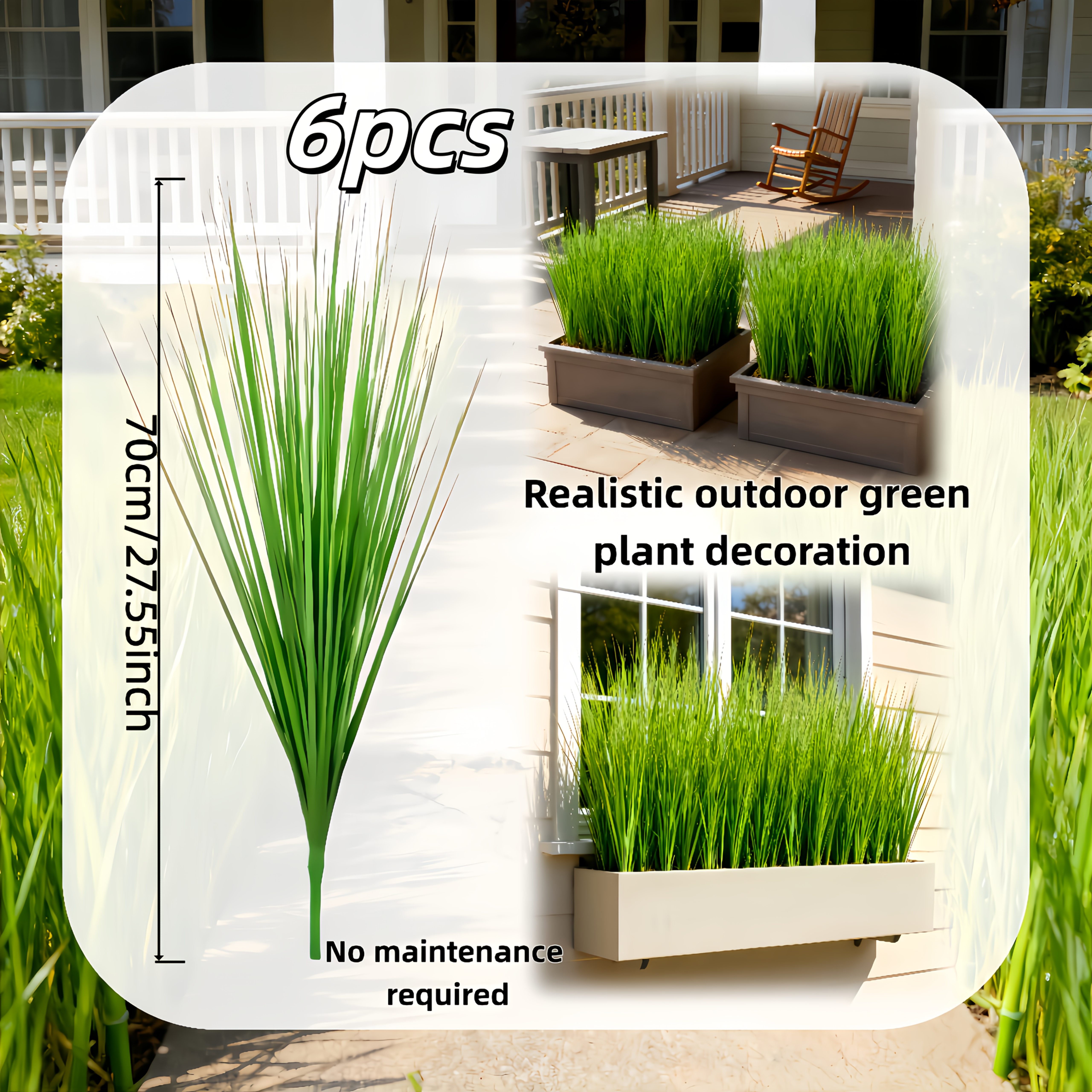 6-Pack 27.55-inch Artificial Pampas Grass Plants | Vibrant Green Leaves, Ideal for Indoor/Outdoor Decor, Perfect for St. Patrick'S Day, Valentine'S Day, Easter, Mother'S Day, Spring Decor, Wedding Decor, Garden, Porch, Windowsill