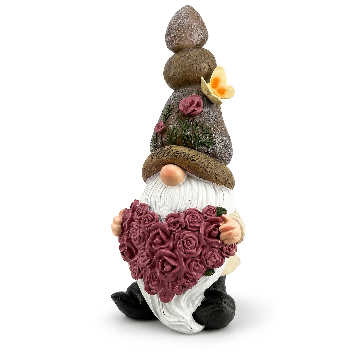 Wedding Keji, Garden Gnome Ornament, Resin Gnome Garden Statue With Welcome Hat, Flower Gnome Decoration, Suitable For Courtyard, Patio, Porch, And Lawn Decor