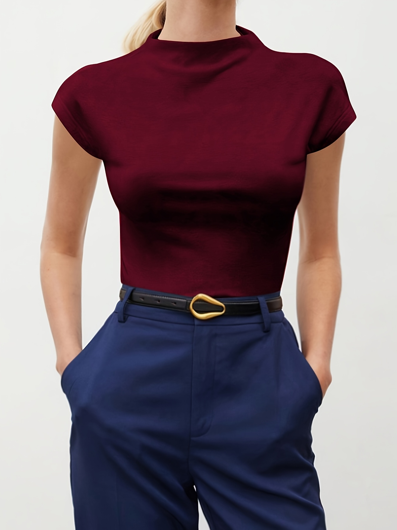 camiseta manga corta ajustada mujer cuello estampado Temu Uruguay