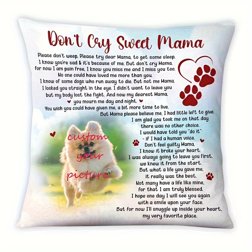 

1pc Single-sided Printing Super Soft Short Plush Throw Pillow 18x28 Inch Dog Photo Memorial Gift For Loss Of Pet Don't Cry Pillow Custom Personalized Gifts (no Pillow Core)