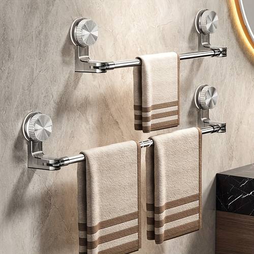 stainless steel punch free towel rack retractable bathroom suction cup storage rack strong and strong load bearing capacity multifunctional shower rack suitable for shower room and balcony storage home storage artifact towel racks
